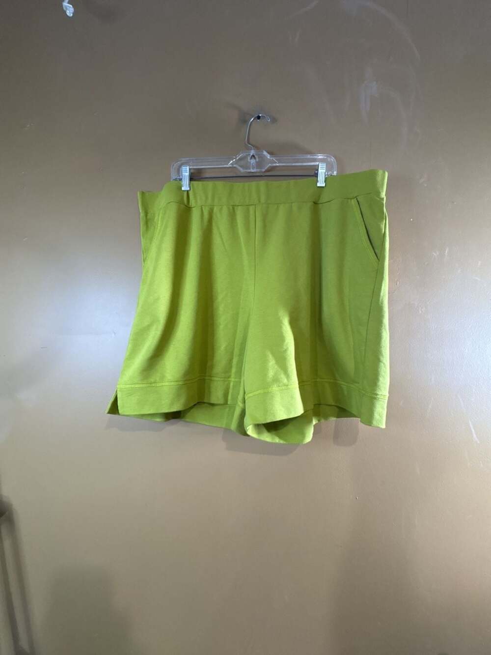 HC1080. LOGO Lounge by Lori Goldstein French Terry Shorts - Split Pea Green -1X